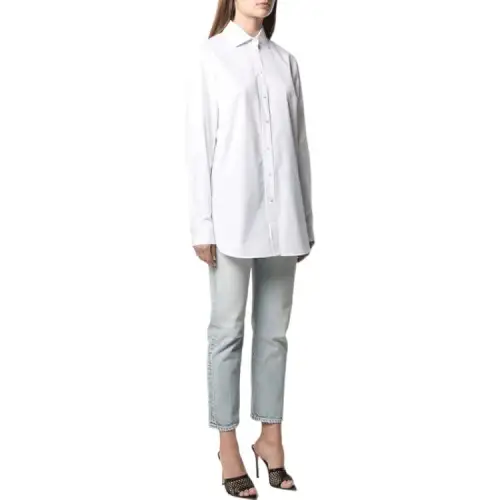 SAINT LAURENT Shirts Women's White Lapel Moderate Other