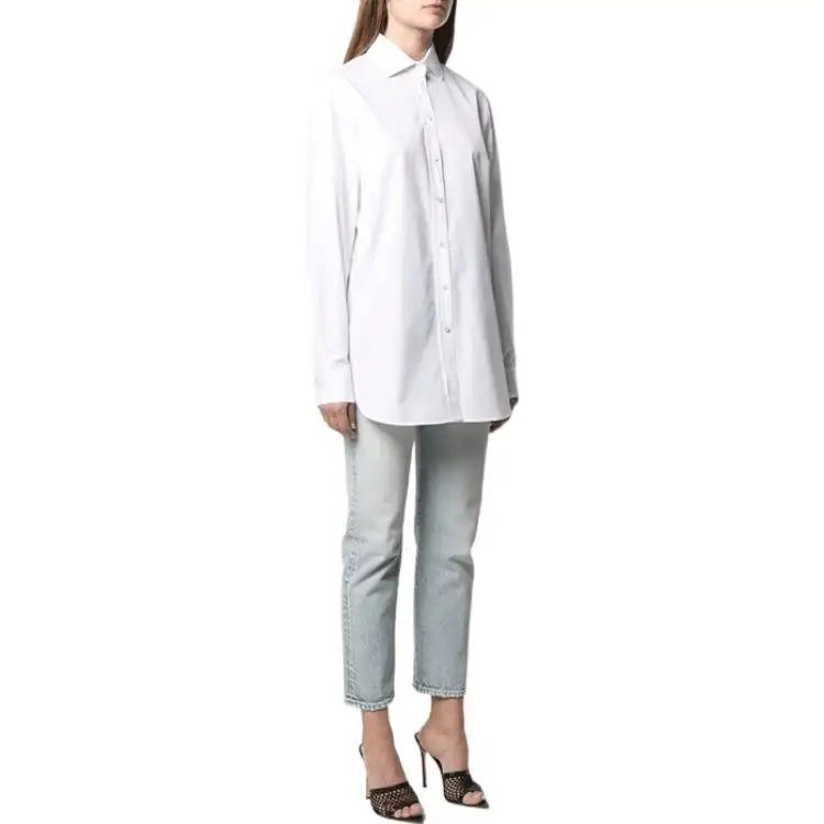 SAINT LAURENT Shirts Women's White Lapel Moderate Other