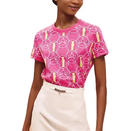 HERMES T Shirts Women's Pink Crew Neck