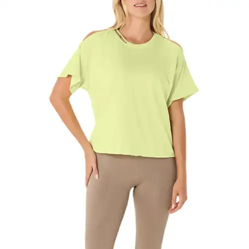ASICS T Shirts Women's Yellow Crew Neck