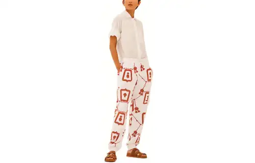 HERMES Knitted Sweatpants Women's Chestnut Brown Moderate Cuffed Pants