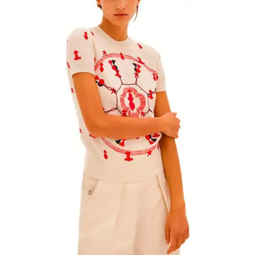 HERMES T Shirts Women's White Crew Neck Moderate Other