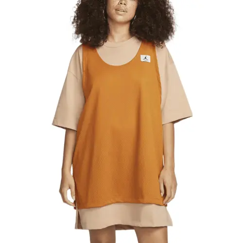 Jordan ESSENTIALS Sleeveless Dresses Women's Yellow Crew Neck Moderate Mid Length