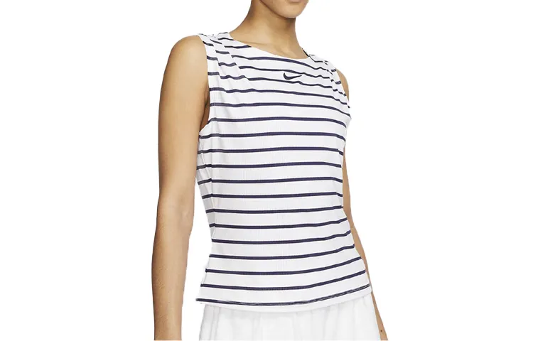 Nike Tennis Tops Women's White Blue Crew Neck Moderate