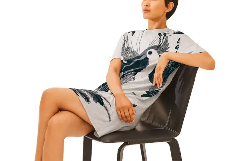 HERMES Short Sleeved Dress Women's Gray