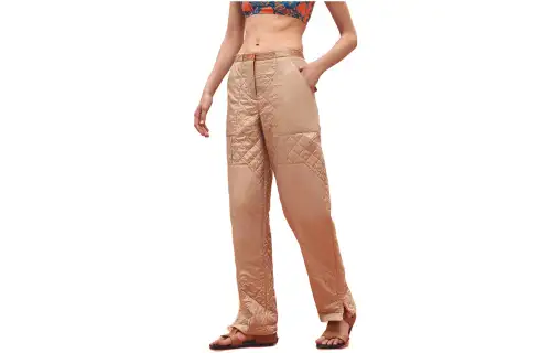 HERMES Casual Pants Women's Khaki Moderate Straight Fit Pants
