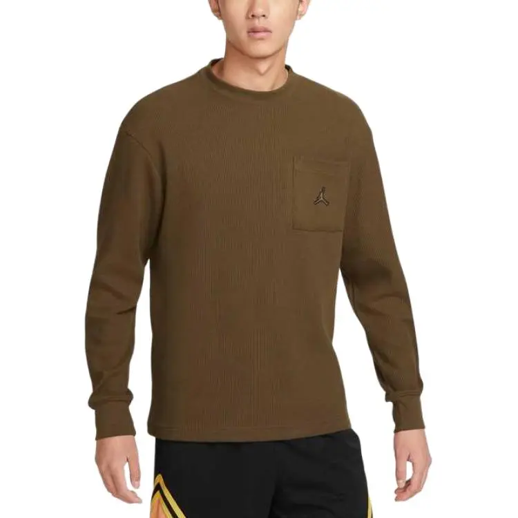 Jordan T-Shirts Men's Light Olive Green Crew Neck Moderate Straight Fit