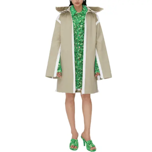 Bottega Veneta Parka Coats Women's Travertine Green Hooded Moderate