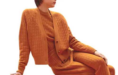 HERMES Knitwear Women's Fresh Orange Moderate Cardigan