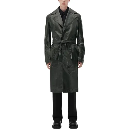 Bottega Veneta Leather Jackets Men's Green V Neck Moderate