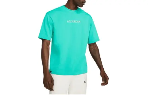 Jordan T Shirts Men's Green Crew Neck Moderate Straight Fit