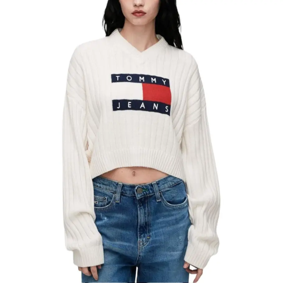 Tommy Hilfiger TJW VNCK CENTER FLAG SWEATER E Knitwear Women's White