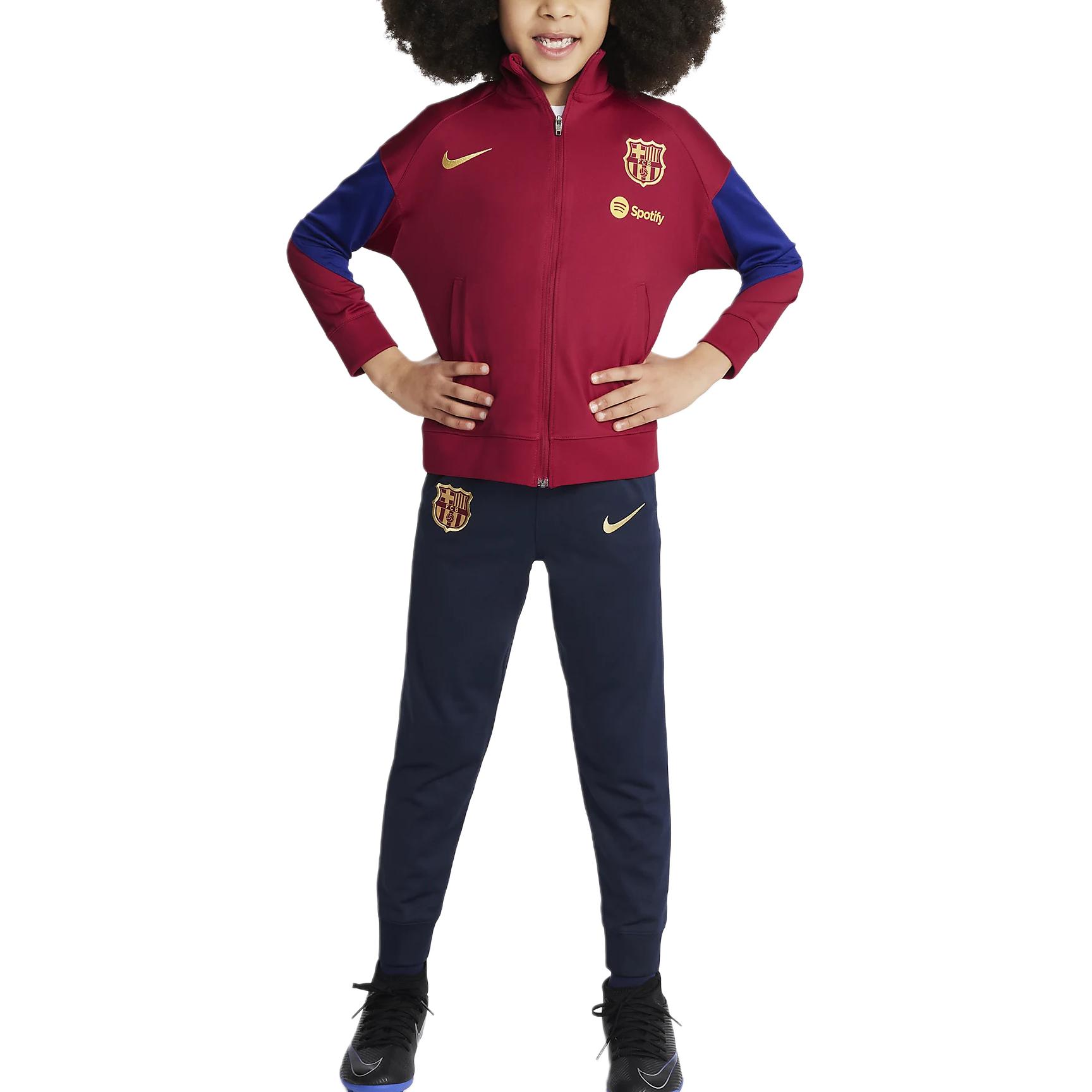 Nike Suit F.C. Barcelona Strike Dri-FIT Knitted Comfortable Zipper Stand Collar Distinguished Red Children