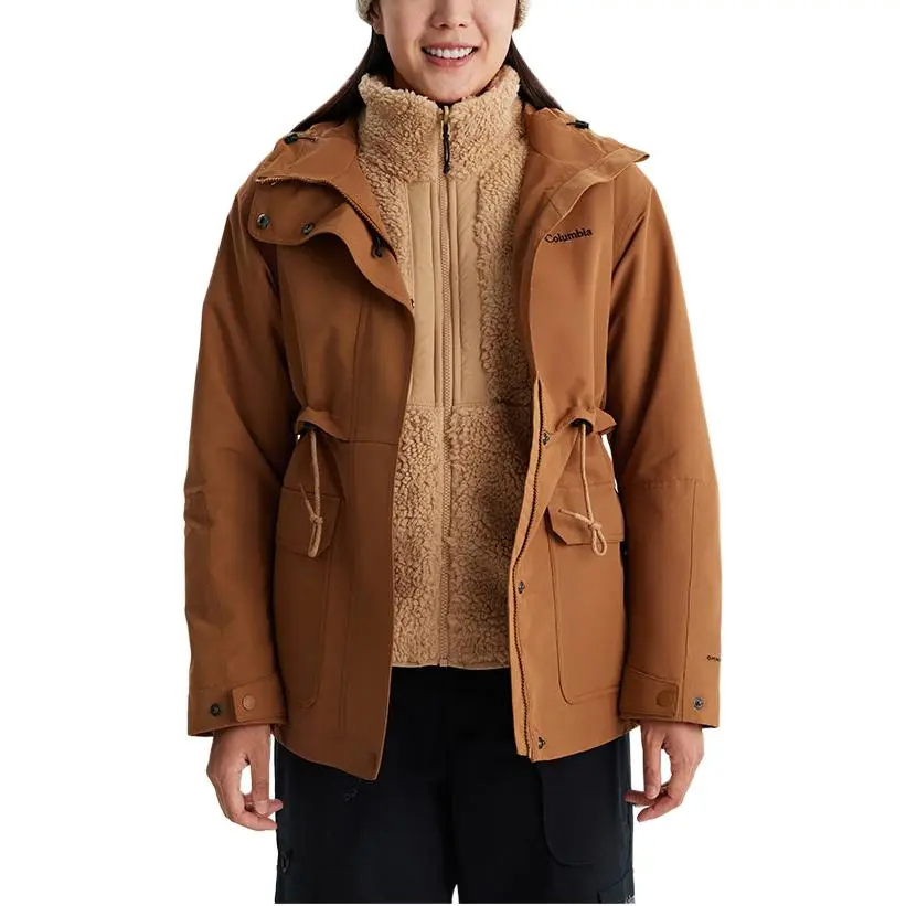 Columbia Casual Outdoor Hiking Waterproof And Windproof To Keep Warm Windbreaker Jacket Women's Brown