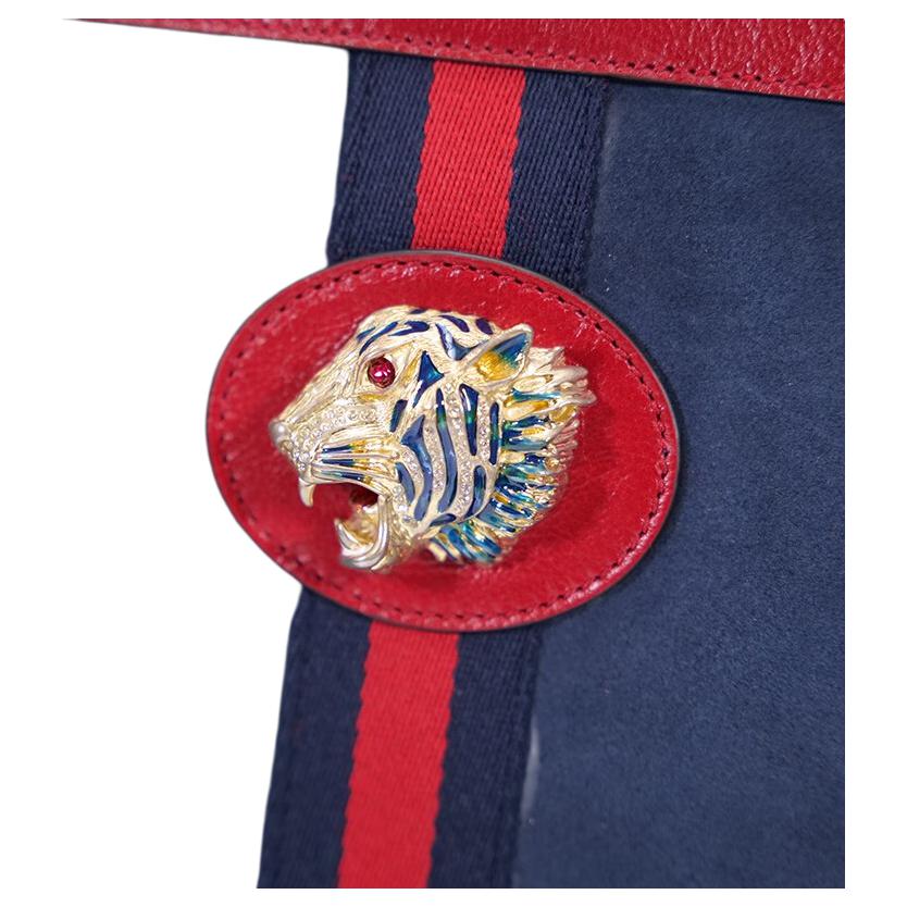 Женская сумка-тот Gucci Tiger Logo (сине-красная) — фото 5