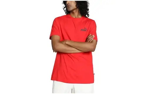 PUMA T Shirts Men's Red Crew Neck Moderate Straight Fit