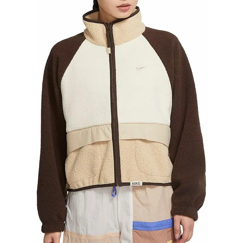 Nike Velvet Jackets Women's Millet Yellow Stand Collar Moderate