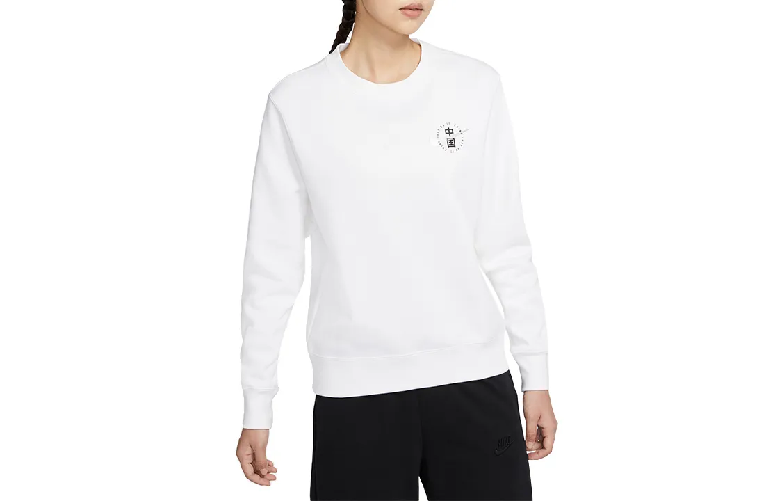 Nike Sweatshirts Women's White Crew Neck Moderate Regular