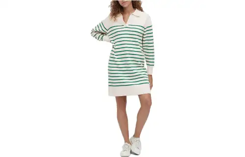 UNIQLO Long Sleeved Dresses Women's Turquoise V Neck Moderate Short
