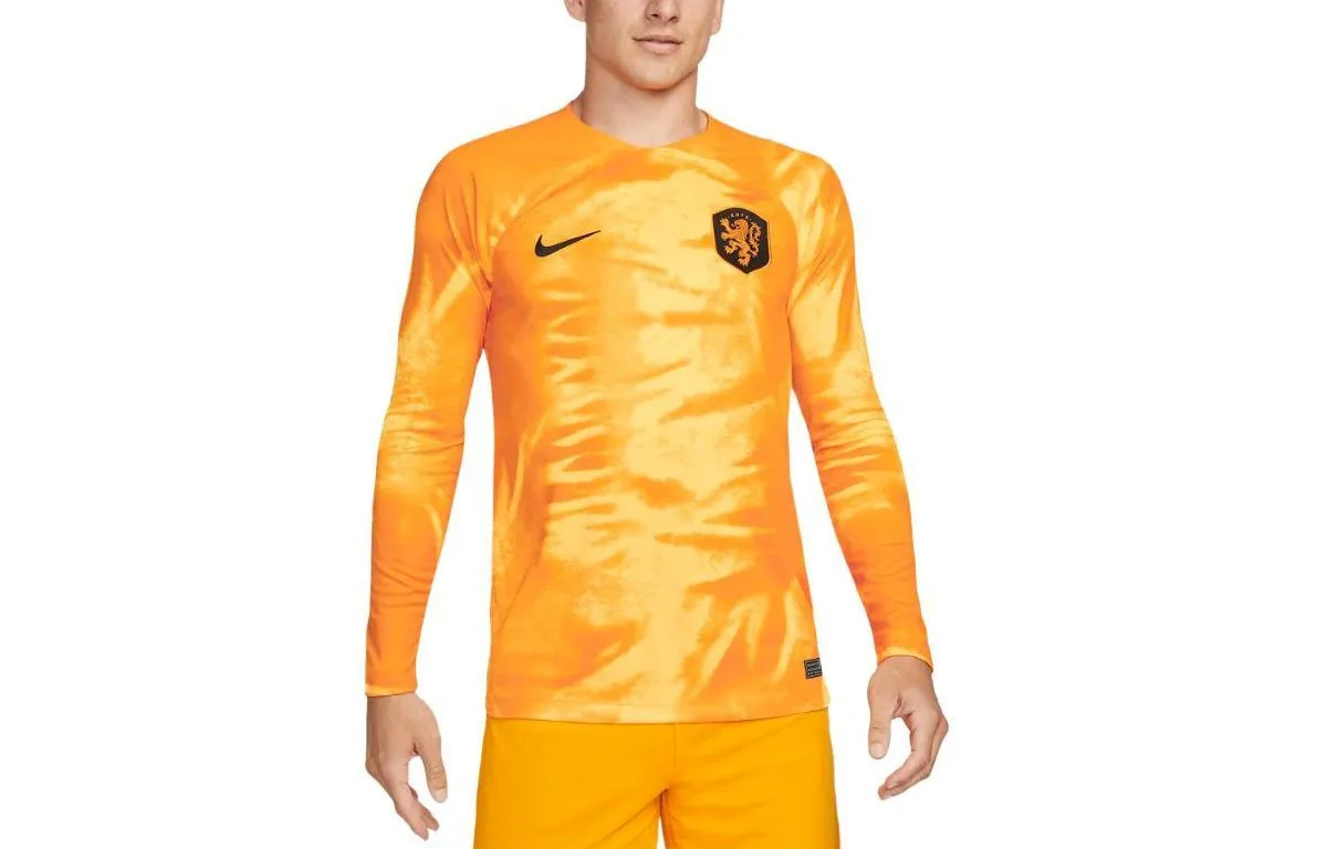 Nike Netherlands National Team Dri FIT Long Sleeve Soccer Jersey Soccer Jersey Men's Yellow