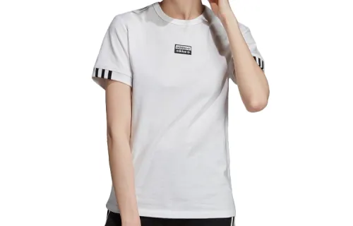 Adidas Originals T Shirts Women's White Crew Neck Moderate Straight Fit