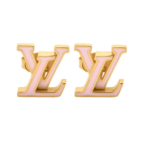 LOUIS VUITTON ICONIC Enamel Brass Stud Earrings Women's