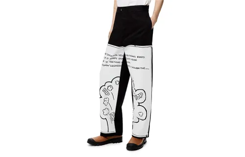 LOEWE Casual Pants Men's Black Moderate Straight Fit Pants