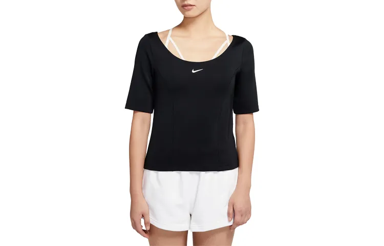 Nike SPORTSWEAR TECH PACK T-Shirts Women's Black Crew Neck Moderate Nipped-in Waist