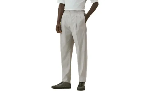 HERMES Casual Pants Men's Gray Moderate Straight Fit Pants