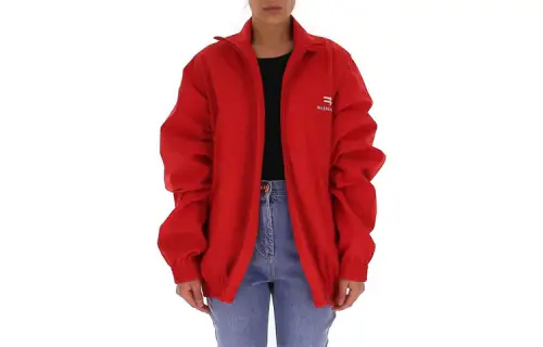 Balenciaga Jackets Women's Red Stand Collar Moderate Other