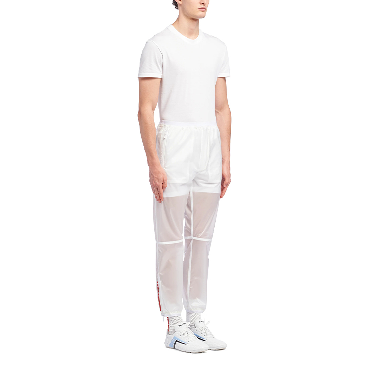PRADA Casual Pants Men's White Thin Straight Fit Pants
