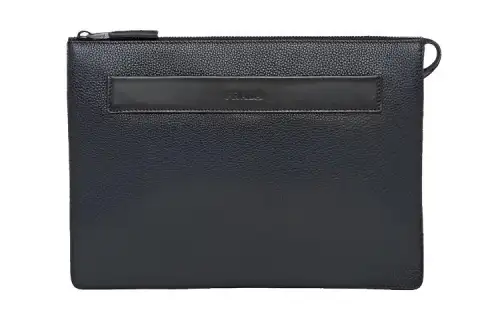 PRADA Embossed Calfskin Clutch Men's Black