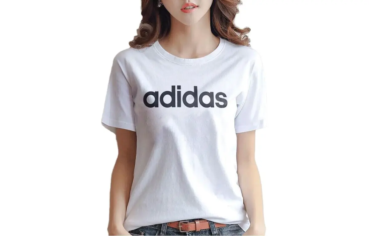 Adidas T-Shirts Women's White Crew Neck Moderate Straight Fit