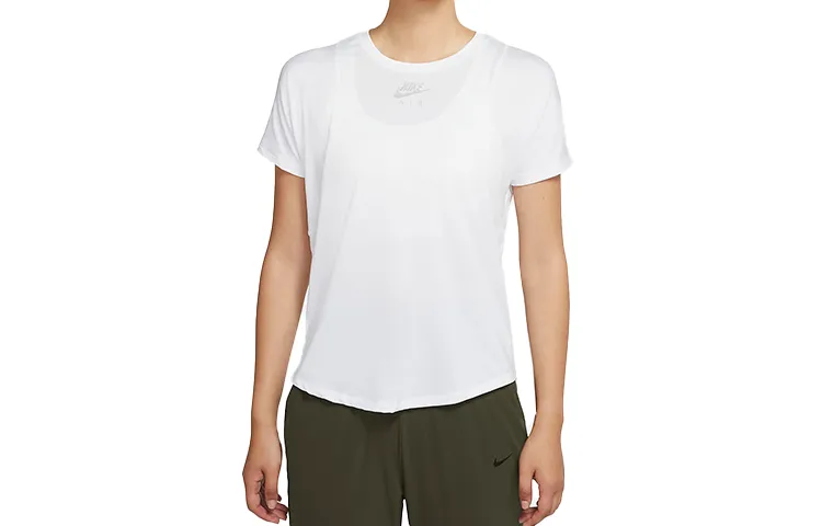 Nike T-Shirts Women's White Crew Neck Moderate Straight Fit
