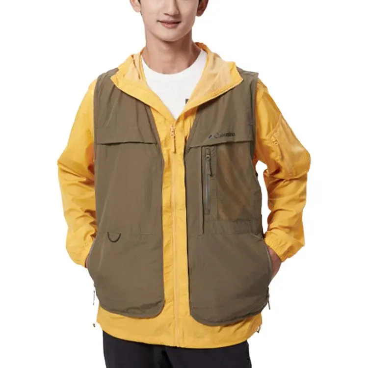 Columbia Vests Men's Burnt Yellow 397 V Neck Moderate Other
