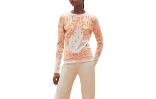 HERMES SS23 Cashmere Sweaters Women's Beige Crew Neck Moderate