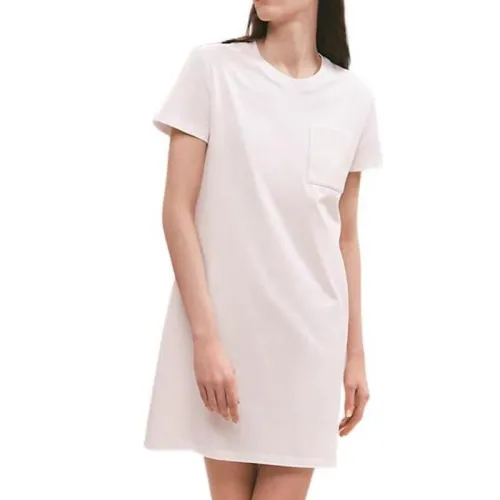 HERMES Short Sleeved Dresses Women's White Crew Neck Moderate