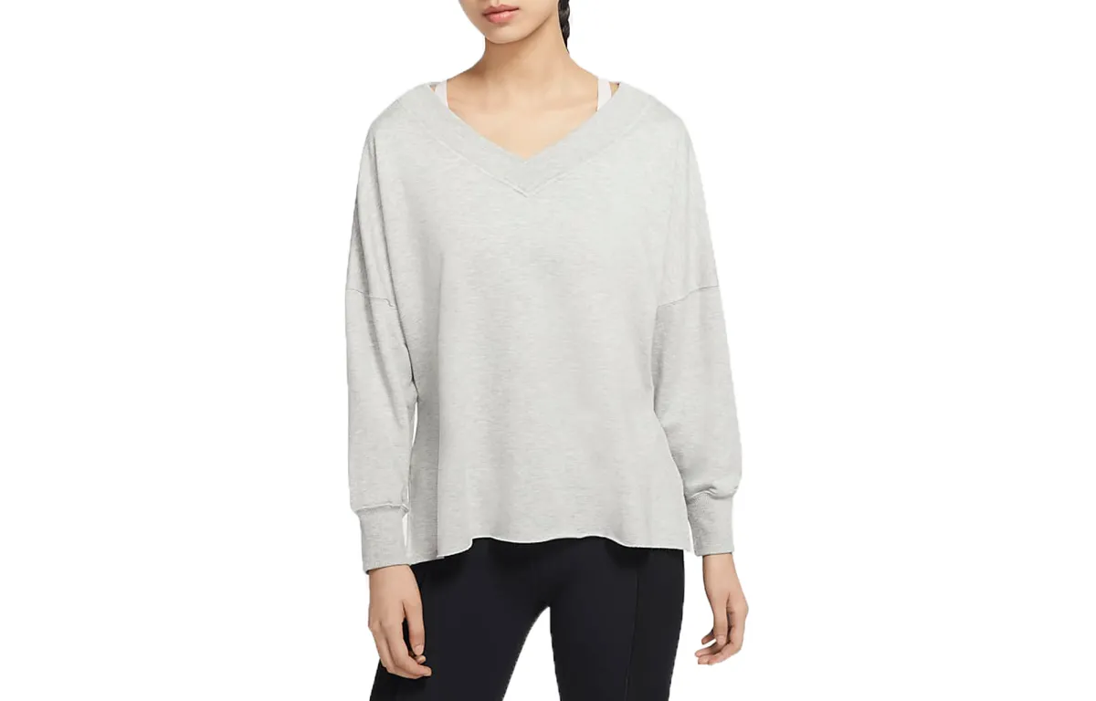 Nike T-Shirts Women's Gray V-neck Moderate Straight Fit