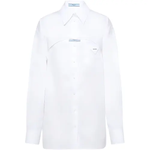PRADA Shirts Women's White Lapel Moderate Other