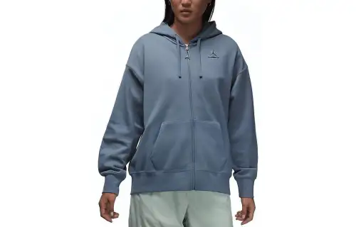 Jordan Sweatshirts Women's Blue Hooded Moderate Cardigan