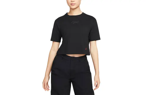 Jordan T Shirts Women's Black Crew Neck Moderate