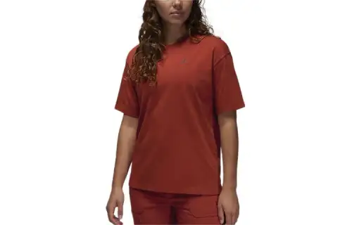 Jordan Drop Shoulder Sleeve T Shirt Women's Sand Dune Red