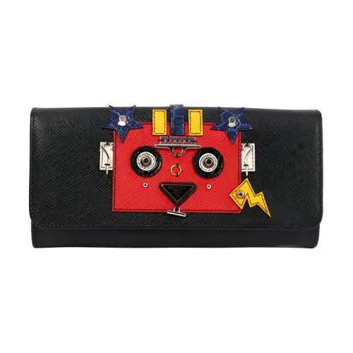 PRADA Cow Leather Wallet Women's Black