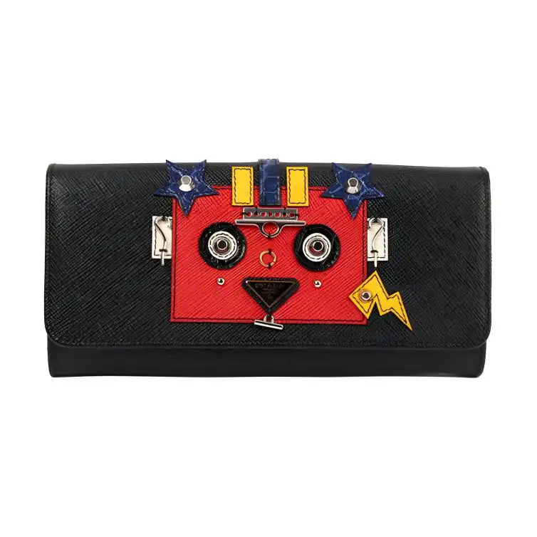PRADA Cow Leather Wallet Women's Black