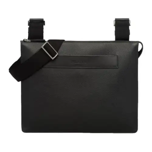 PRADA Calfskin Crossbody Bag, Shoulder Bag Men's Black