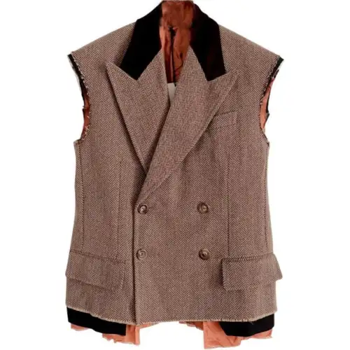 GUCCI Vests Men's Brown Suit Collar Moderate Other