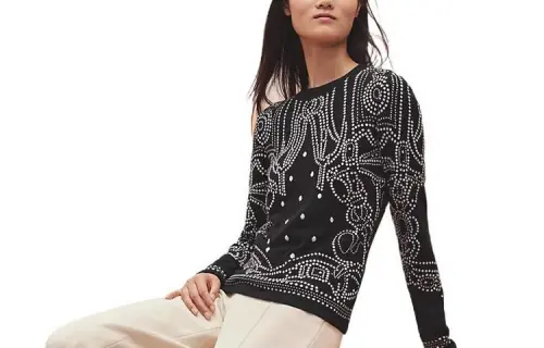 HERMES Cashmere Sweaters Women's Black Crew Neck Moderate