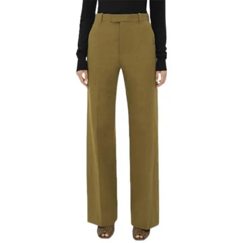 Bottega Veneta Casual Pants Women's Olive Green Moderate Straight Fit Pants