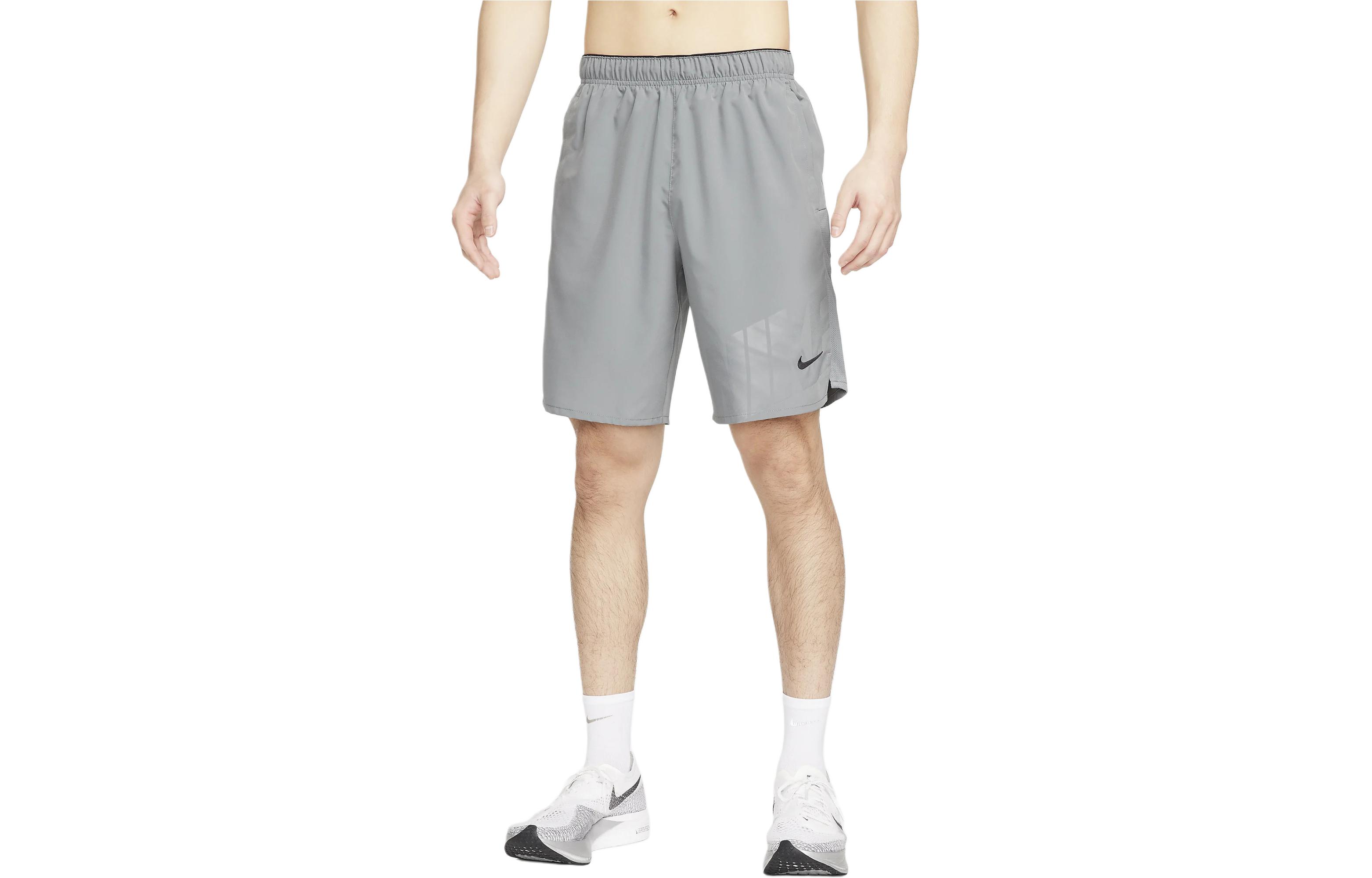 Nike Challenger logo letter print elastic waist unlined running shorts men's smoke gray
