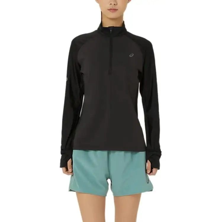 ASICS Sweatshirts Women's Black Stand Collar Moderate Regular